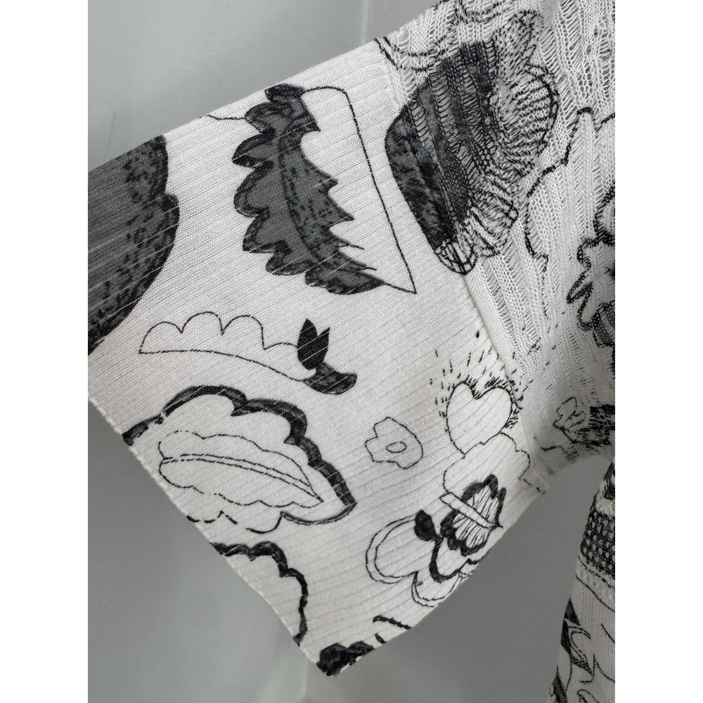 Alberto Makali Artsy Mesh Floral Top XL Black White Semi Sheer Stretch - Picture 3 of 8